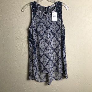 Chloe K Sleeveless Sheer Pullover Top High Low